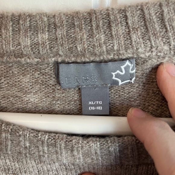 SEARS Tan Crew Neck Sweater XL - Picture 4 of 6